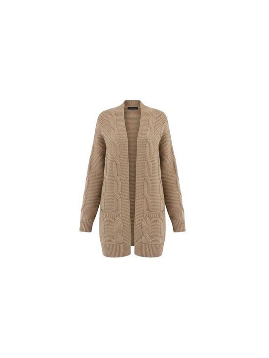 Merokeety Sweaters - Merokeety Womens Beige Cable Knit Cardigan Sweater Open Front Pockets Size M